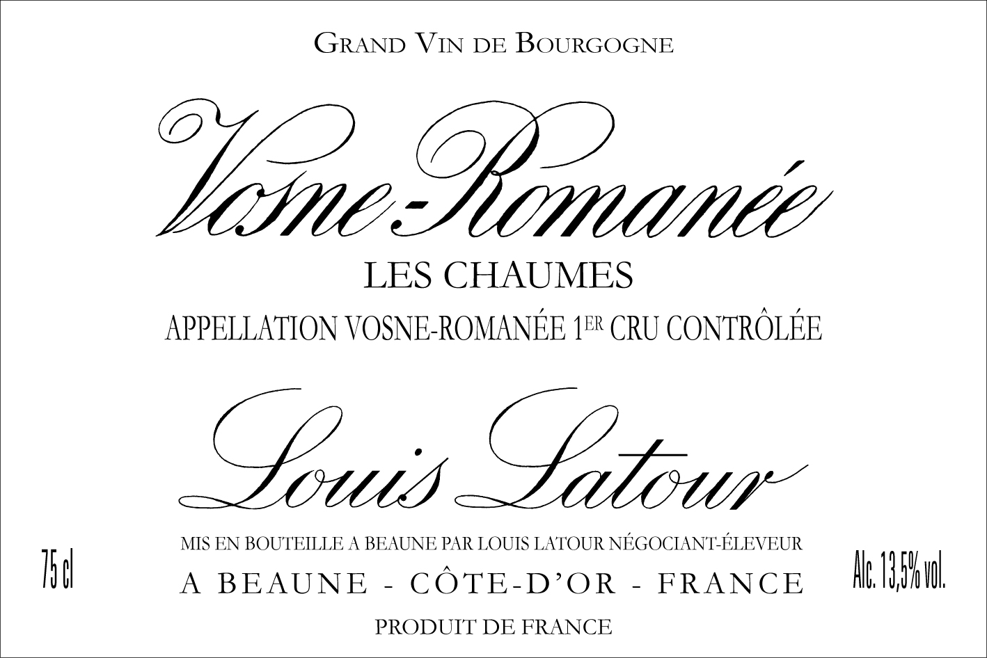 Louis Latour Vosne-Romanee Les Chaumes 1er Cru 2016