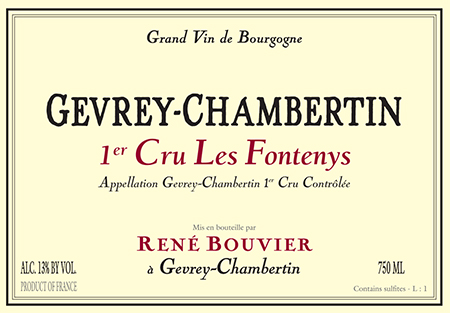 Domaine Rene Bouvier Gevrey Chambertin 1er Cru Les Fontenys 2017