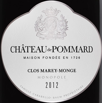 Chateau de Pommard Clos Marey-Monge Monopole 2012